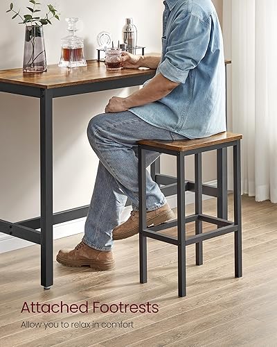 Miniatura 8 de VASAGLE Juego de mesa y sillas de bar, mesa rectangular con 2 taburetes, juego de pub de comedor para 2, ahorro de espacio para desayuno de cocina,