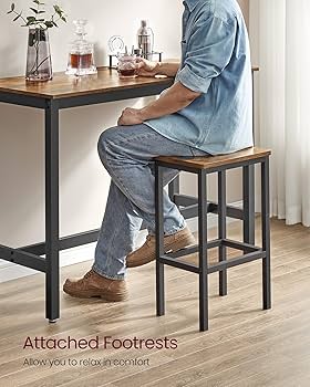 直接取引 VASAGLE Industrial Bar Table Set VASAGLE Rustic Industrial Counter Table Set with Bar Chairs