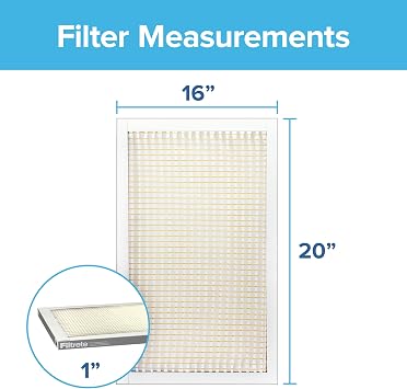 Filtrete 16x20x1 Air Filter MERV 5, 6-Pack AC Furnace HVAC, MPR 300 Basic Dust Defense, Pleated Electrostatic, Removes Lint
