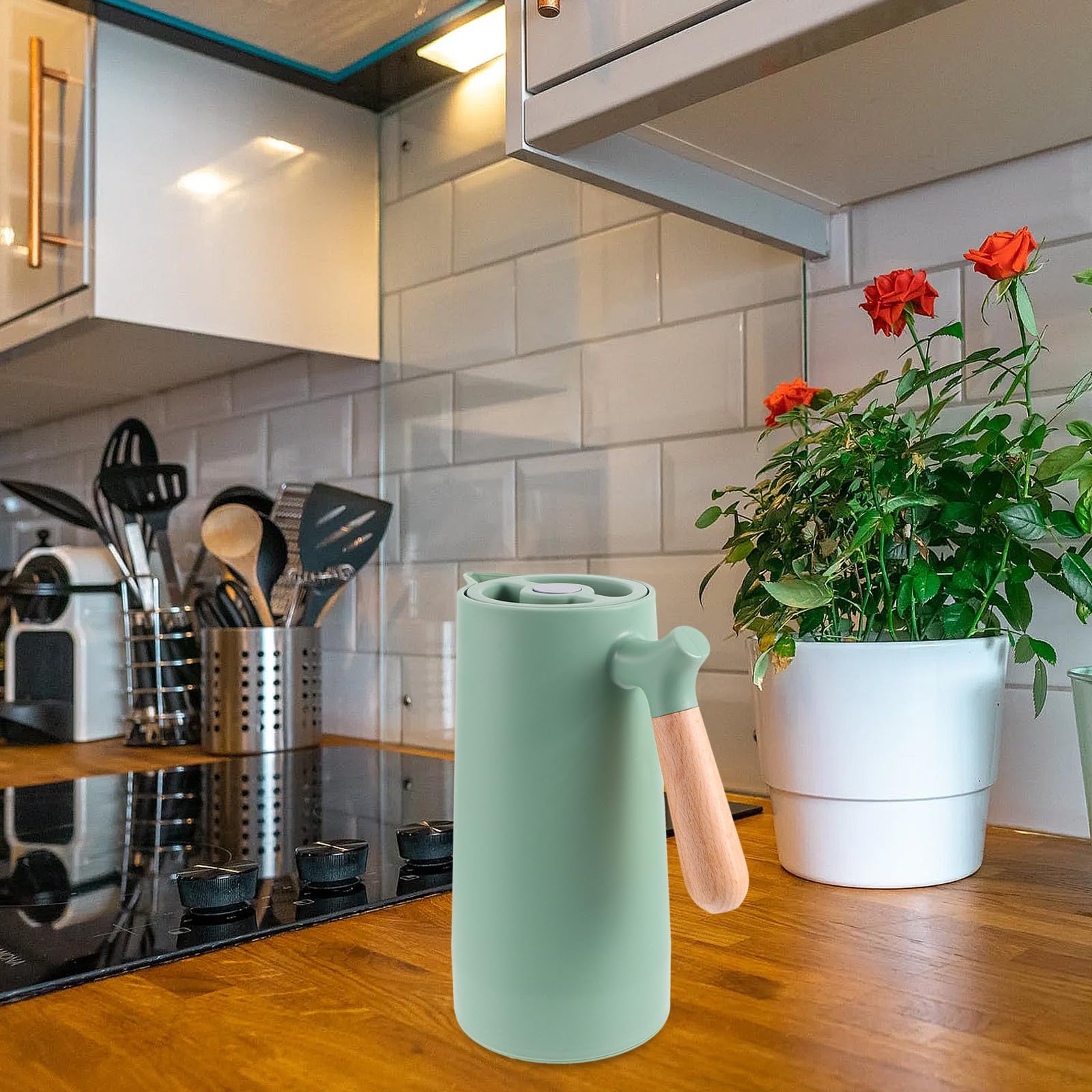 INOOMP Tanque Aislamiento Térmico de Vidrio Térmica Botella de Gran Capacidad Fácil de Limpiar Diseño Moderno para Uso Doméstico