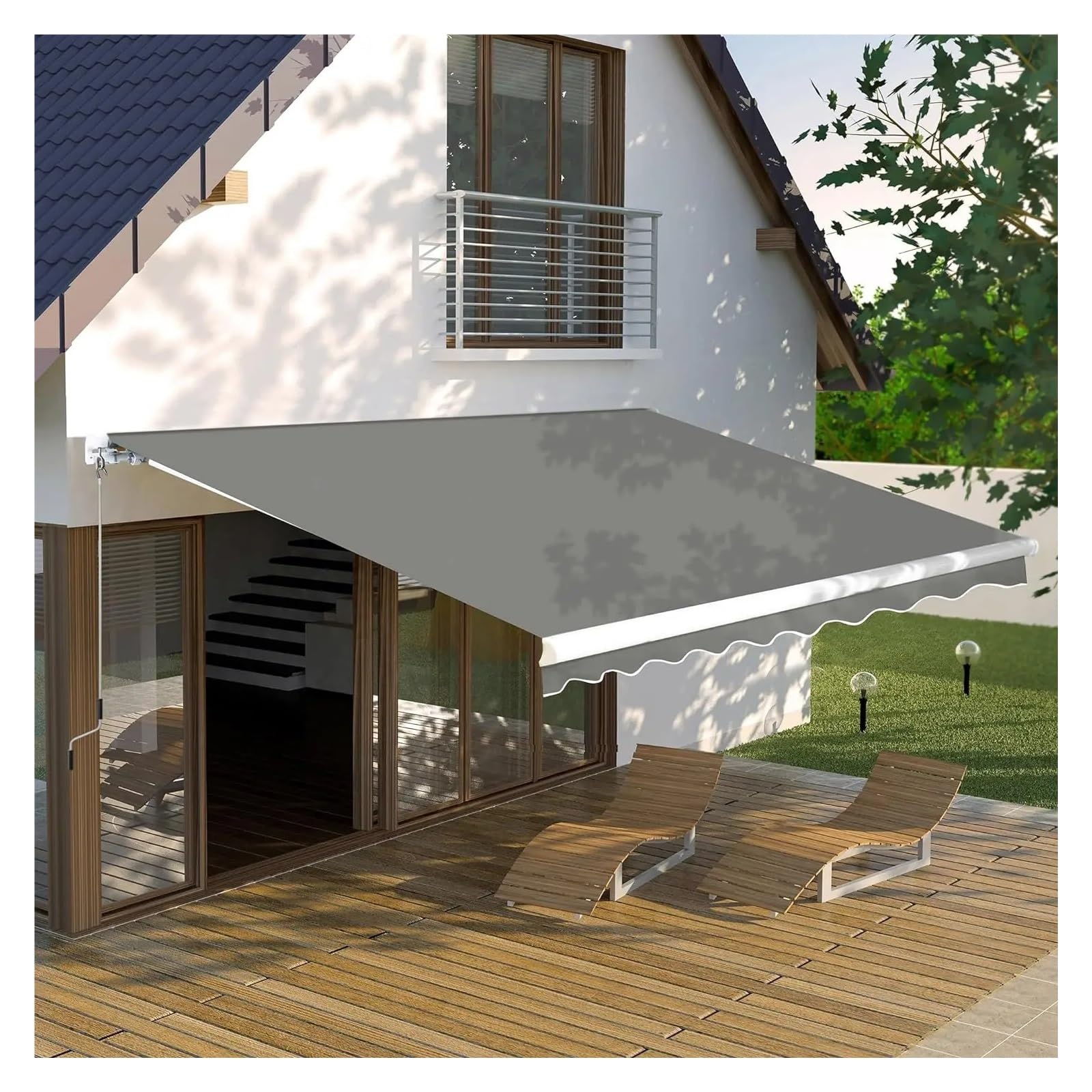 markise 3 30 Einziehbare für Terrasse, 30,5 x 3,5 m, Sonnenschutz, Outdoor-Unterstand für Deck mit manueller Kurbel, Grau Garten Stellplätze Gardasee direkt am alexander pedals Size:6 UK - 40 EU - 7 US