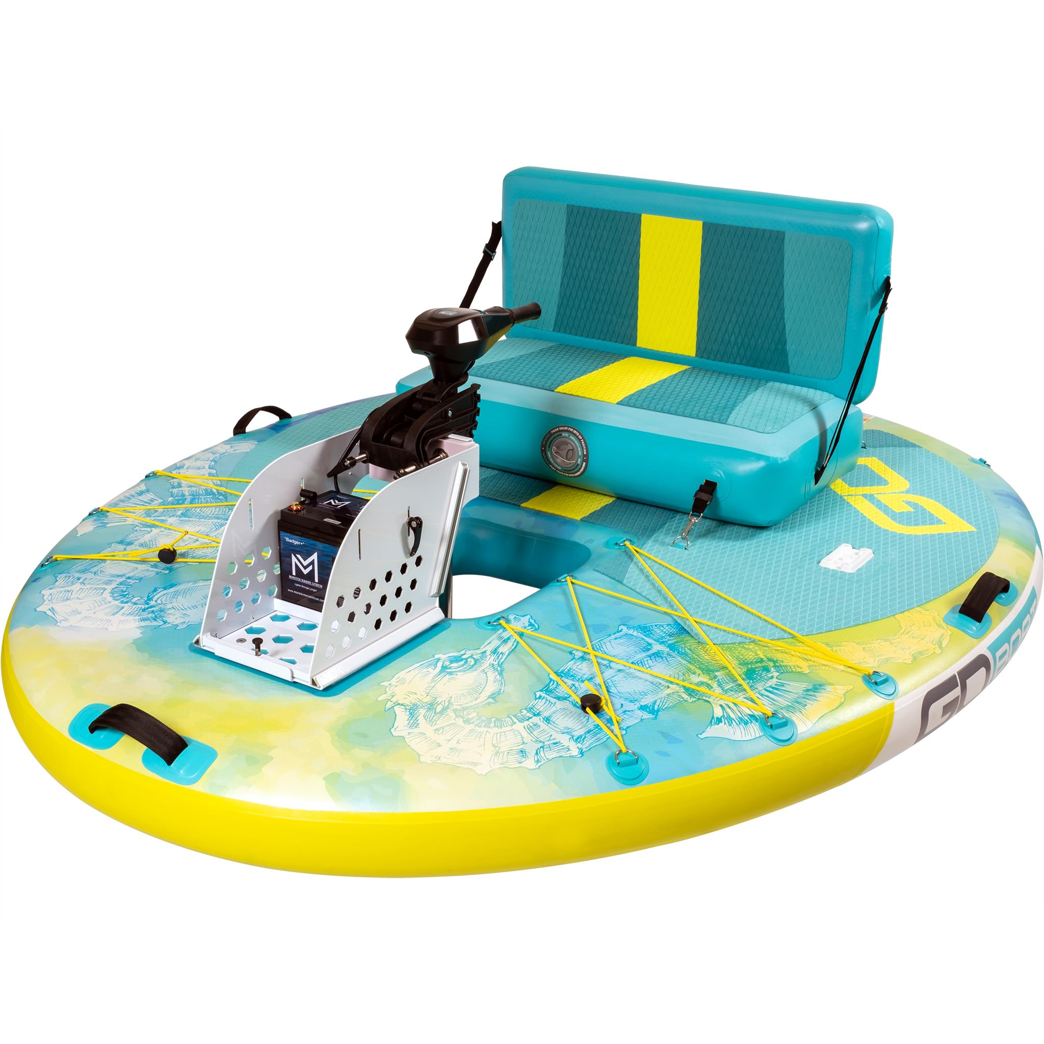 GoBoat Double Freedom - 2-Person Inflatable Recreation Boat with 35lb Thrust Motor & Back…