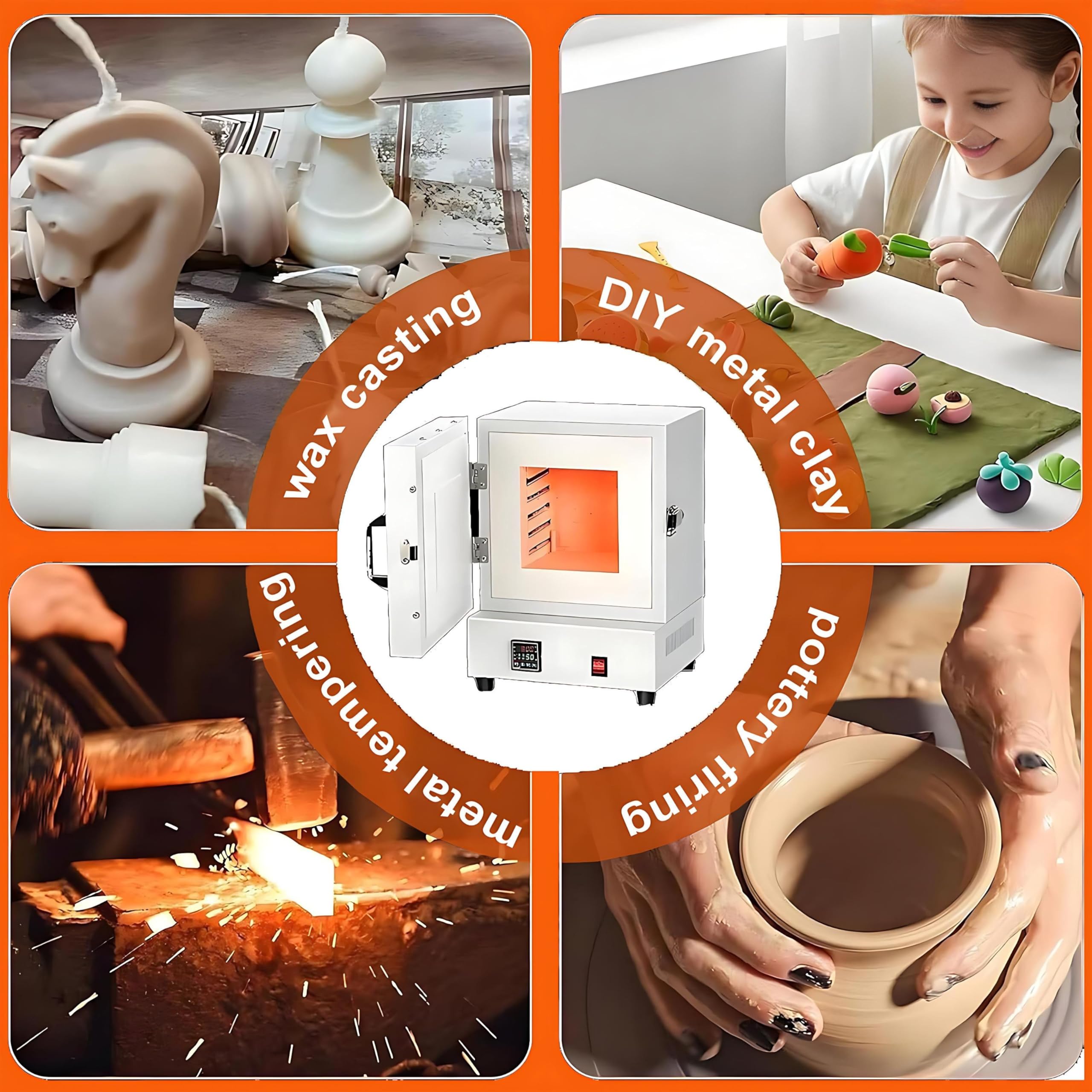 Four Céramique électrique Domestique Professionnel, 2000W, Régulation Numérique Précise 0-1150°C, pour Poterie, Bijouterie, Fonderie Cire et Verre