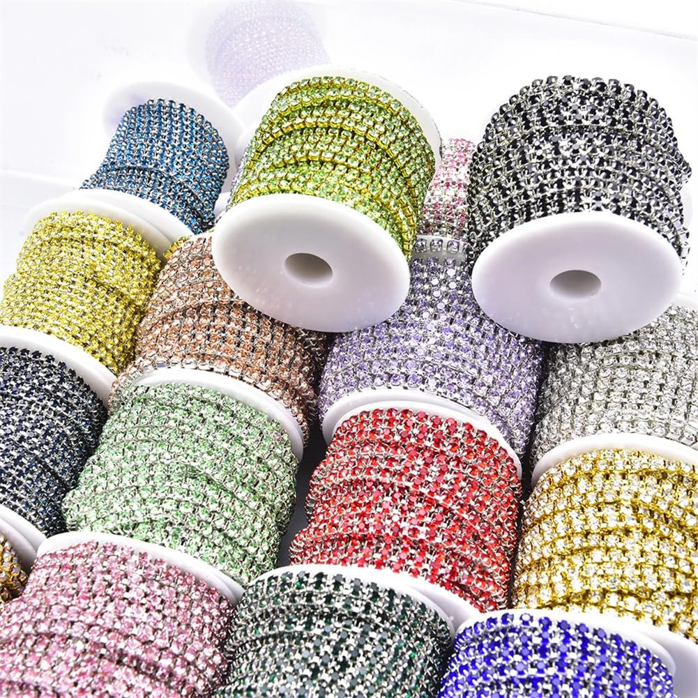 Nastro con strass da 0,9 m, catena in metallo con strass, per vestiti, borse, scarpe, accessori da 1 m