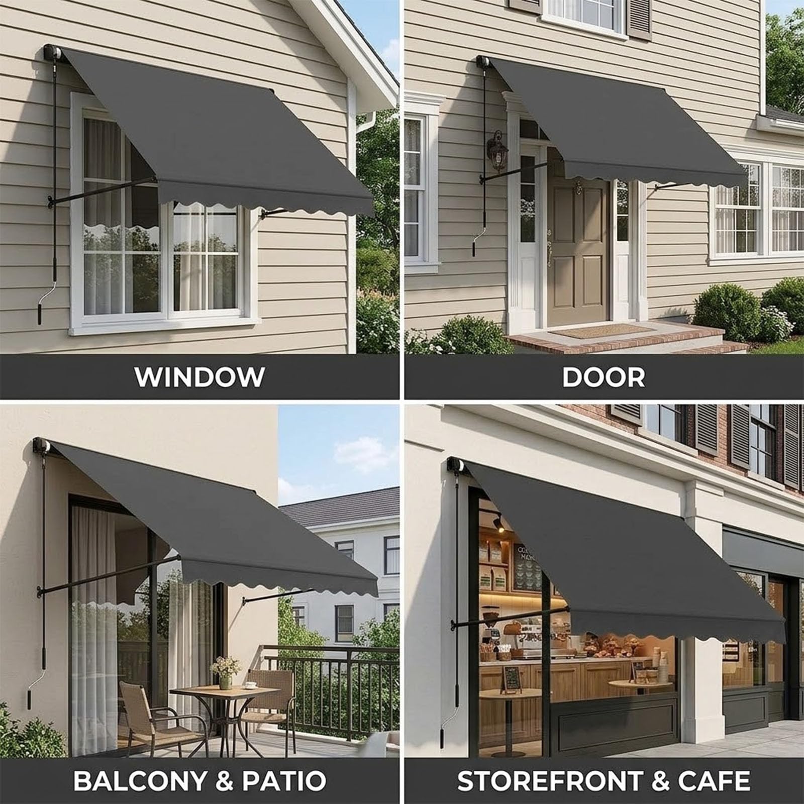 Tenda da Sole Retrattile Manuale per Finestre e Porte con Protezione UV