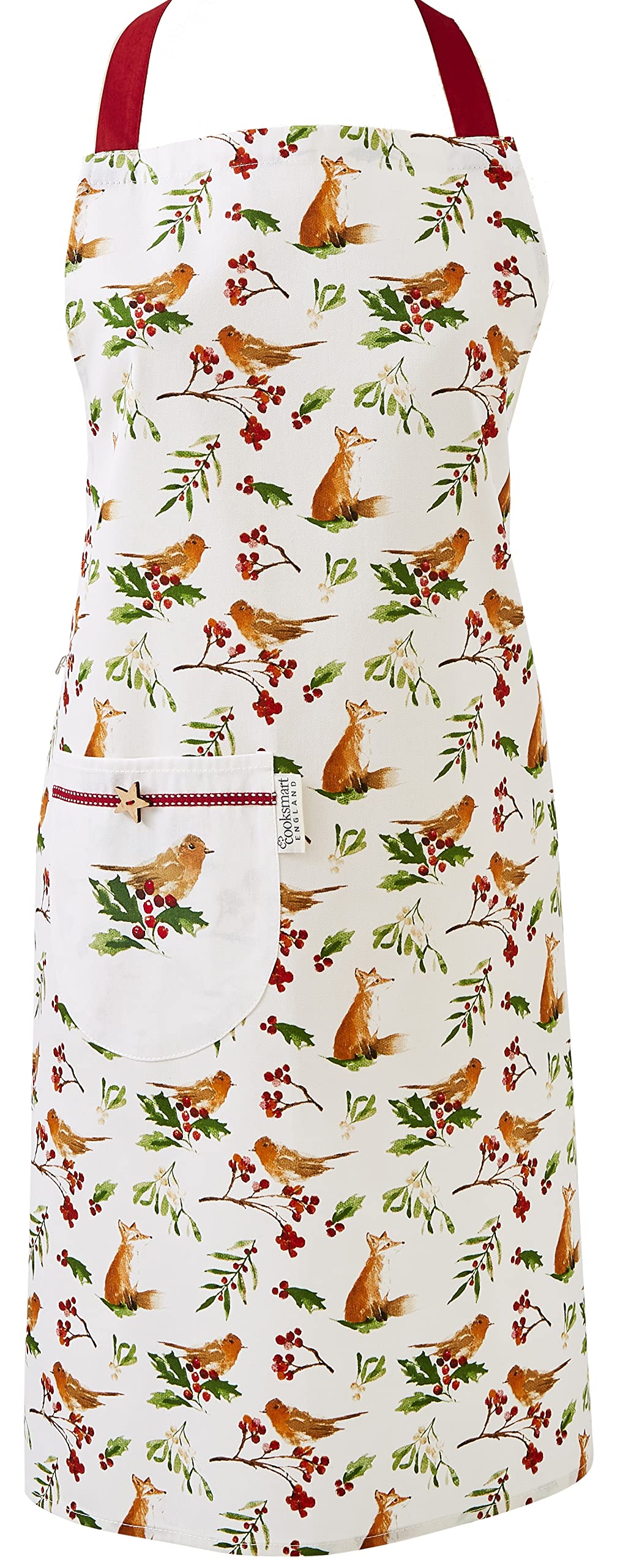 Cooksmart Unisex White British Designed Christmas Apron | Aprons For Women & Men | Christmas Cooking Apron For All Types Of Kitchens | Apron For Women & Men - A Winters Tale (Cotton)