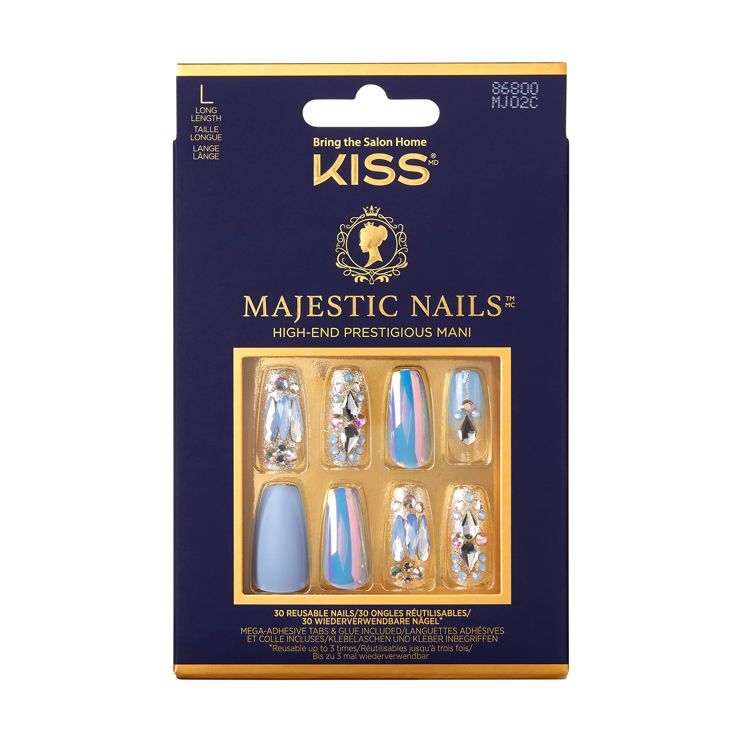 KISS Majestic High-End Manicure Set - My Jewelry, Blue / Silver, 30 Stück (1 Packung)