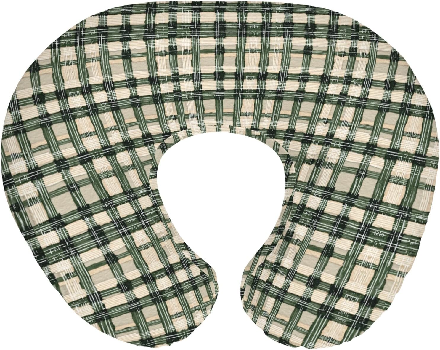 Watercolor Green Tartan Baby Nursing Pillow Covers for Boy Girl Vintage Green Plaids Nursing Pillowcase for Breastfeeding Pillows Checkered Soft Stretchy Slipcovers for Newborn Infant