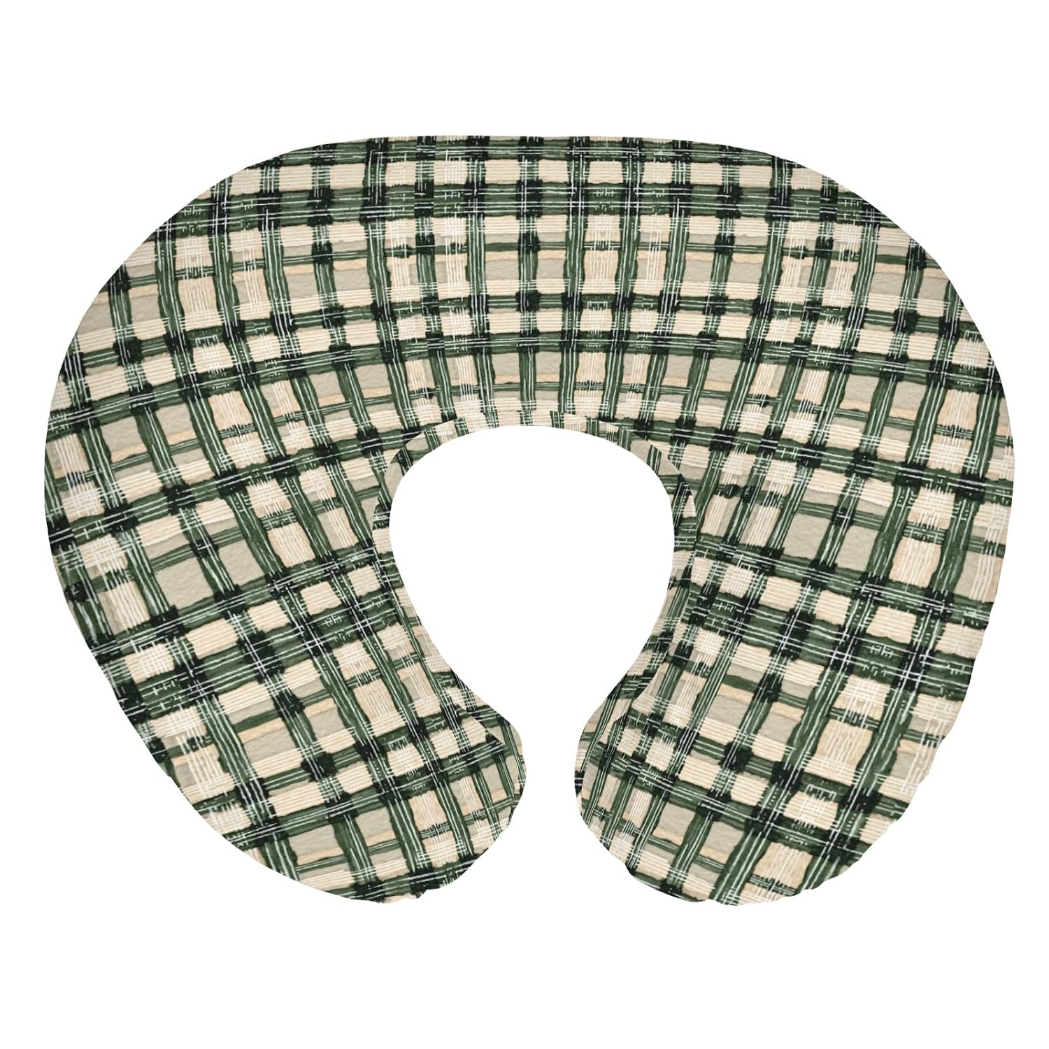 Watercolor Green Tartan Baby Nursing Pillow Covers for Boy Girl Vintage Green Plaids Nursing Pillowcase for Breastfeeding Pillows Checkered Soft Stretchy Slipcovers for Newborn Infant