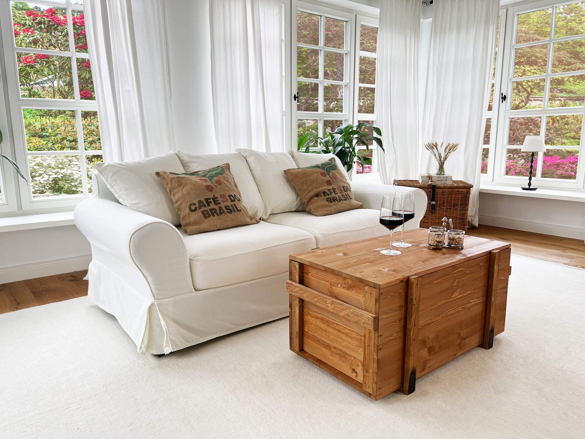 Uncle Joe's Truhentisch 'Le Home' - Massivholz Couchtisch Im Vintage-Look 80x55x44 Cm