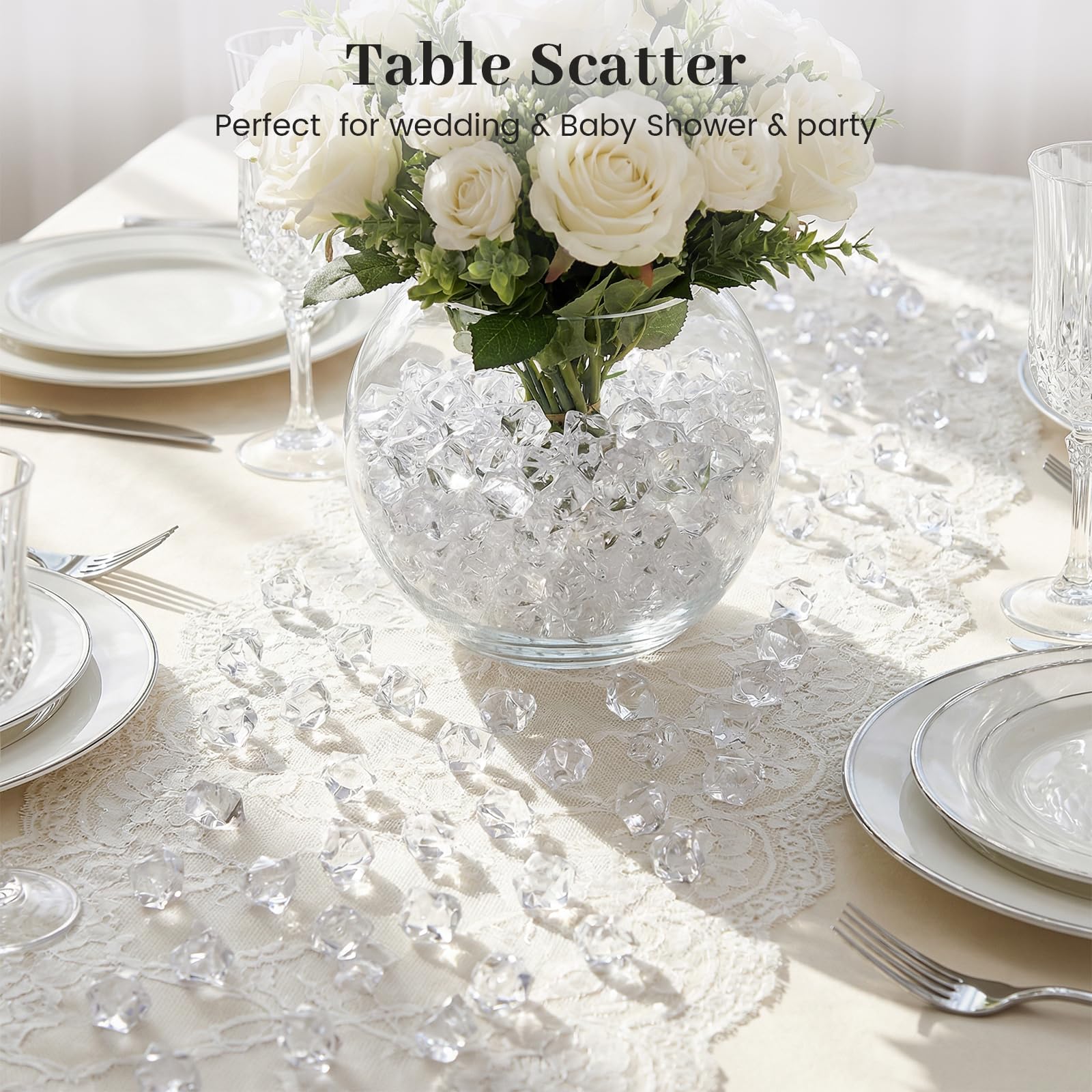 Dotters - Set di 150 cubetti di ghiaccio finti in plastica acrilica trasparente, per decorazione domestica, matrimoni e decorazione di vasi