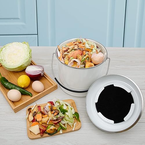 Miniatura 6 de MyLifeUNIT Paquete de 16 filtros de carbón para compost de cocina, filtro de repuesto de cubo de abono (6.7 pulgadas)