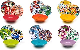 Excelsa Kimono - Vajilla de porcelana y cerámica (18 piezas), multicolor