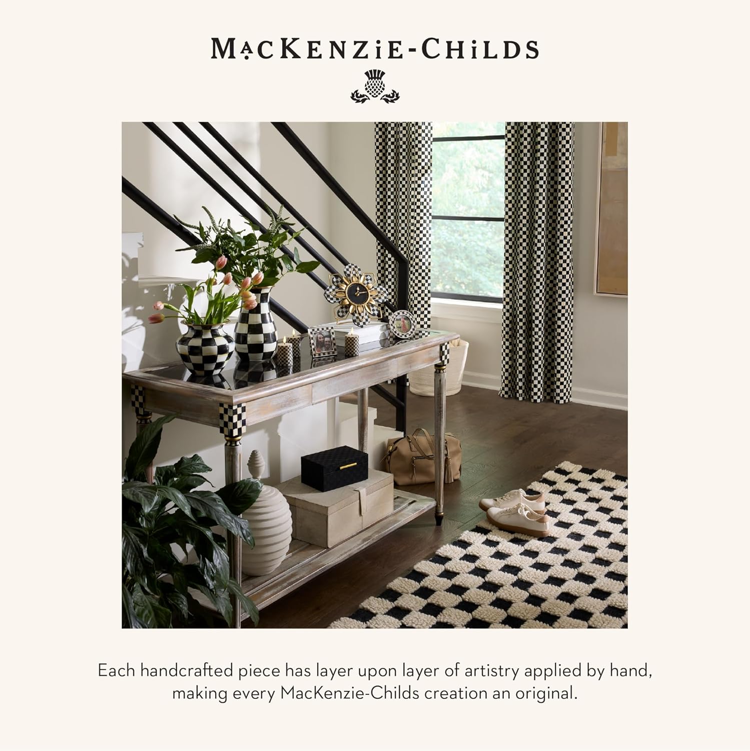 MACKENZIE-CHILDS Blooming Desk Clock, Metal Clock for Table Decor