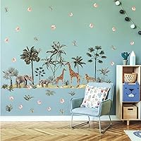 Vista 11 de Calcomanías de pared de animales del bosque, calcomanías de pared de animales de dibujos animados, pinos verdes, ciervos, osos, bosques, decoración