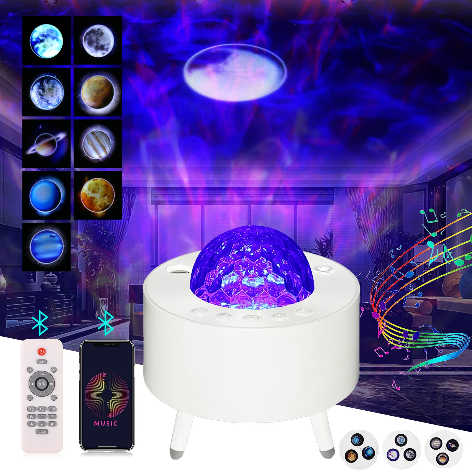 Star Projector, VEESA 3 in 1 Galaxy Projector Night Light with Bluetooth Sky Timing, for Bedroom Ceiling Adults Ambient Light, Best Gifts for Girl Boy