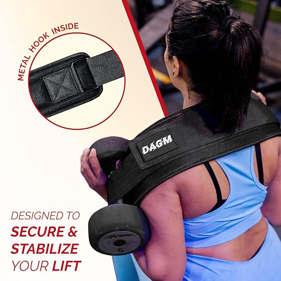 DAGM Hip Thrust Belt, Secure Glute Trainer with Non-Slip Extra Padding That Protects Your Hips - Ideal for Gym & Home Workouts - Use with Heavy Duty Kettlebells, Dumbbells, Plates Hold up to 500 lbs