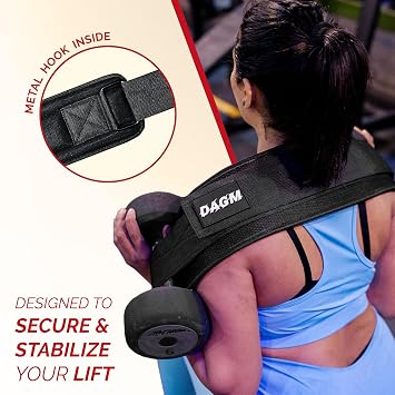 DAGM Hip Thrust Belt, Secure Glute Trainer with Non-Slip Extra Padding That Protects Your Hips - Ideal for Gym & Home Workouts - Use with Heavy Duty Kettlebells, Dumbbells, Plates Hold up to 500 lbs