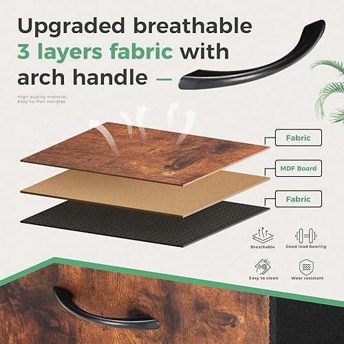 Miniatura 5 de ANTONIA Cómoda para dormitorio con 5 cajones de tela, unidades organizadoras de pecho pequeñas para ropa, armario, habitación infantil, torre de