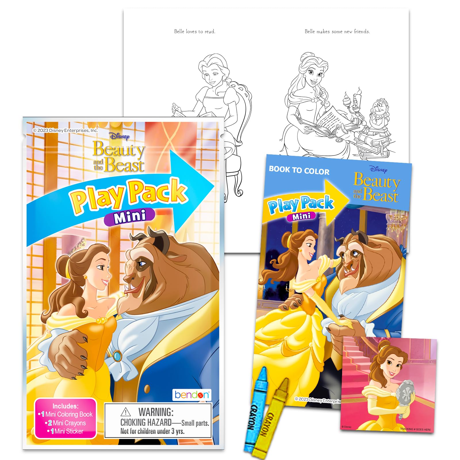 Disney Princess Set di regali per feste di compleanno La bella e la bestia, set con 24 confezioni da gioco La bella e la bestia, mini libri da colorare, adesivi e altro per borse