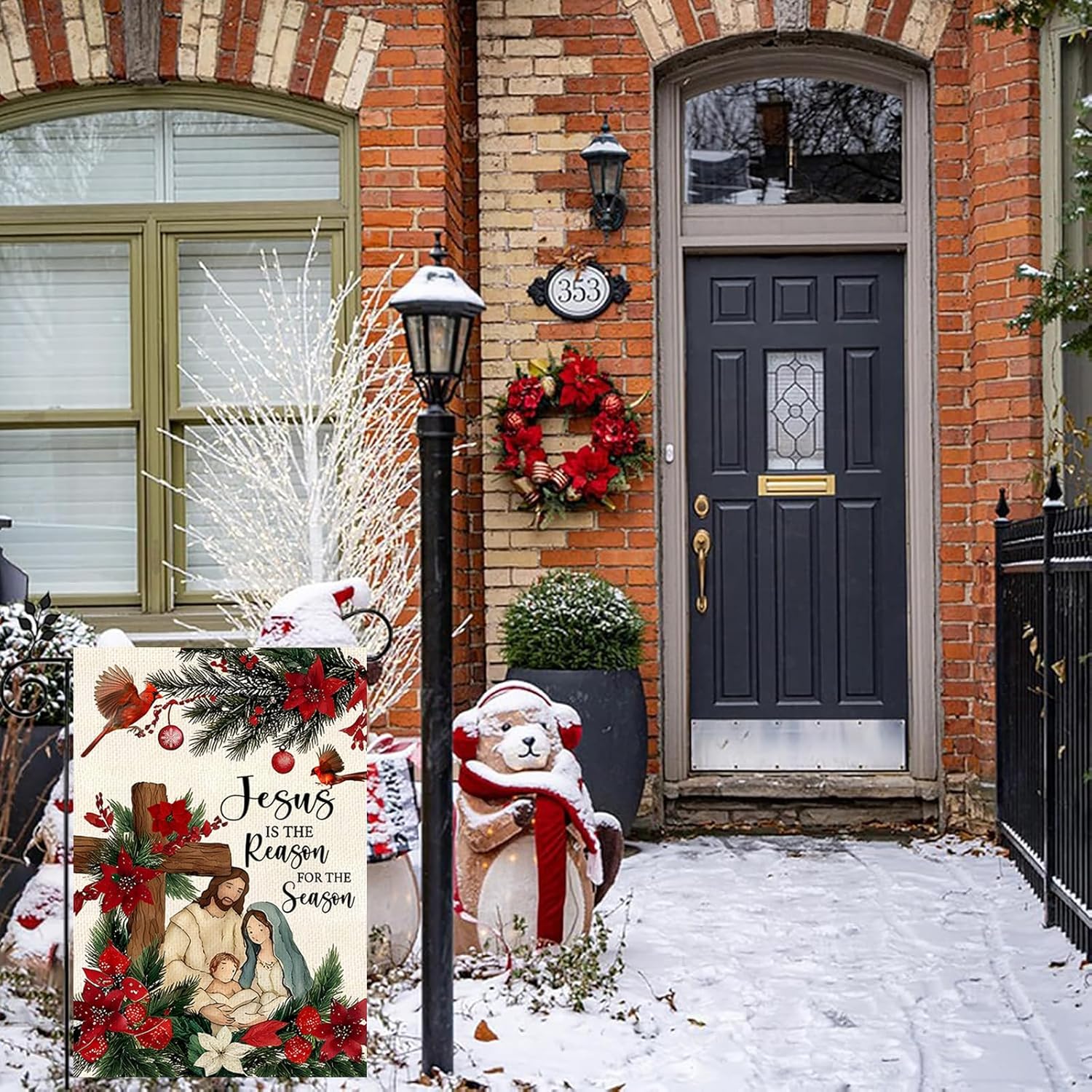 Jesus Is The Reason For The Season Garden Flag 12 x 18 Inch Christmas Nativity Garden Flag Winter Yard Flag Farmhouse Outdoor Decor - Image 7