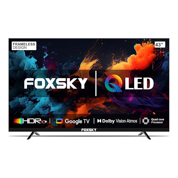 Foxsky 109 cm (43 inch) Frameless Series Full HD LED Smart TV FS43GATV (Black)