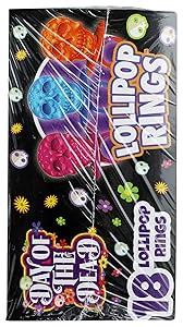 Halloween Day of the Dead Sugar Skull Lollipop Rings,7.61 ounce, Box of 18