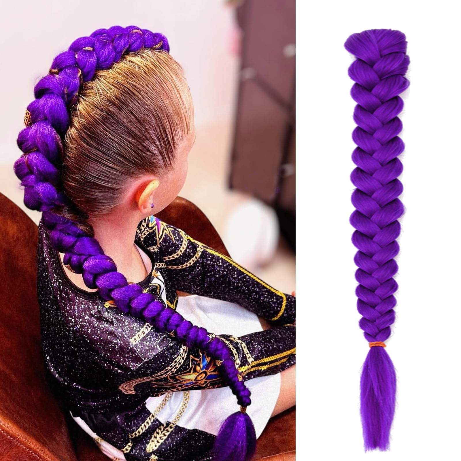26 inch Purple Braids Ponytail Hair Pre Braiding Hair with Tie