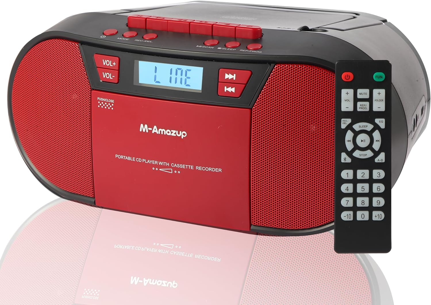 Boombox CD Player Portable, Cassette Player Combo with CD MP3 Bluetooth AUX TF USB FM Radio AC/DC Powered, Boom Box with Remote Control, Headphone Jack, Stereo Sound for Home,Kids,Gift