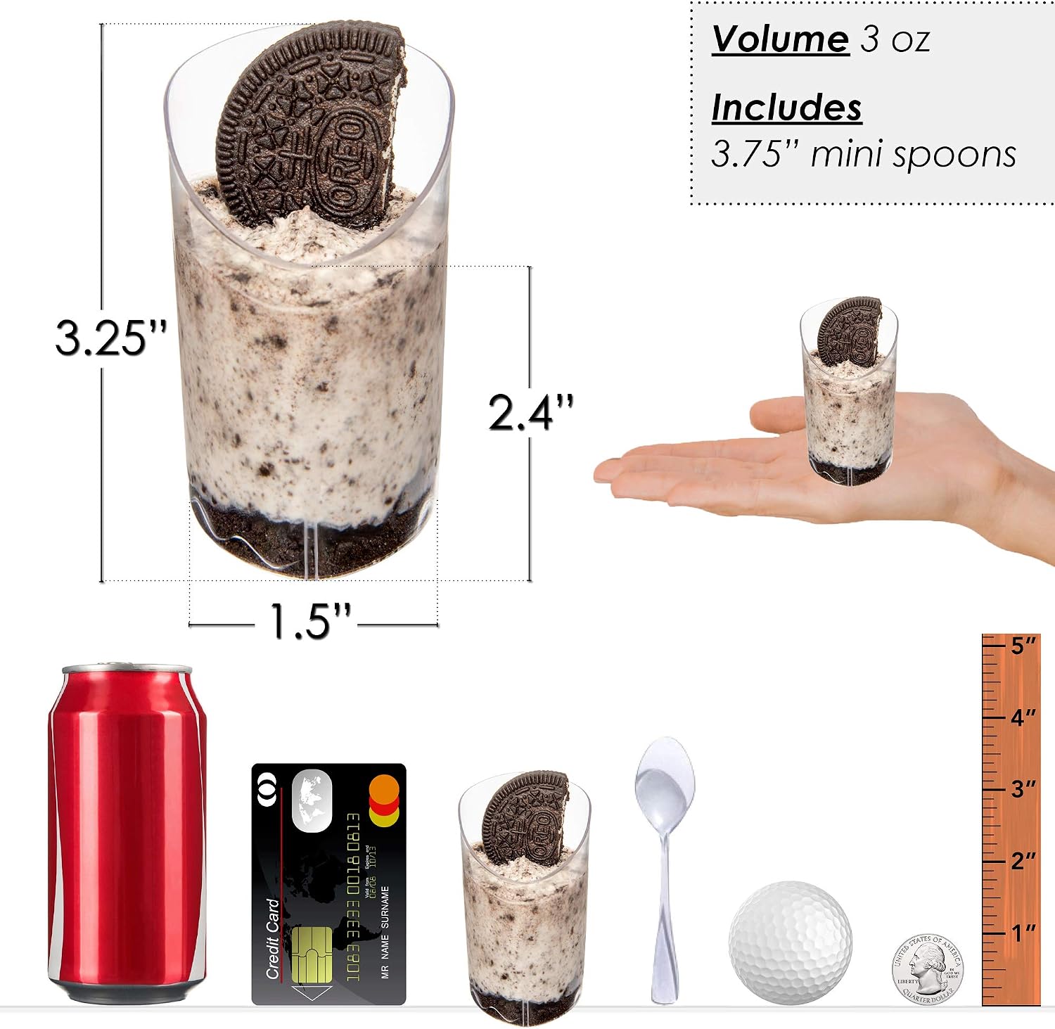 DLux 28 x 3 oz Mini Dessert Cups with Spoons, Slanted Triangle