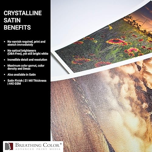 Miniatura 7 de Crystalline Satin21mil, 440gm, Bright White, poly-cotton Inyección de tinta lona, Blanco brillante