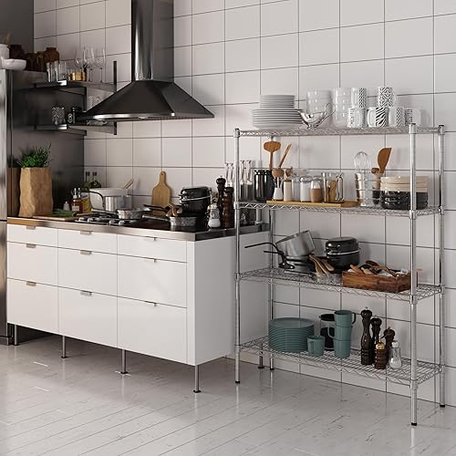 Miniatura 4 de Kit de estantería de alambre cromado de 4 niveles de 14 pulgadas de profundidad x 42 pulgadas de ancho x 54 pulgadas de alto  Unidad de estante de