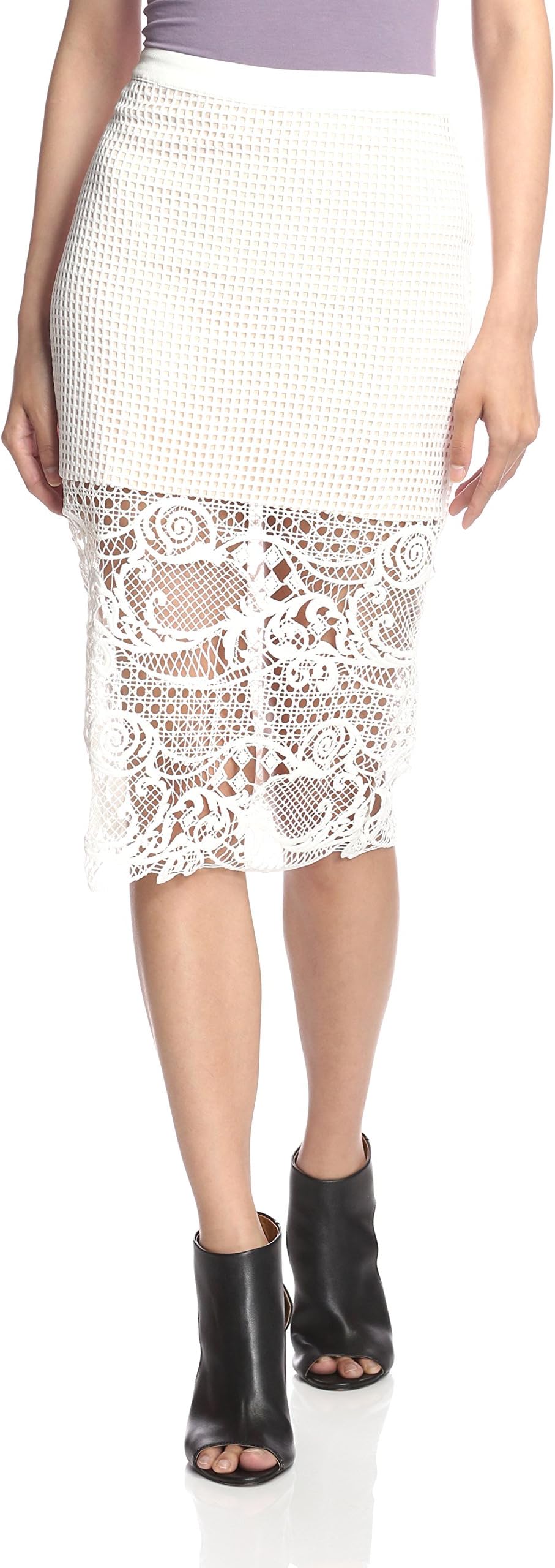 Endless Rose Women's Mesh Skirt with Lace Hem