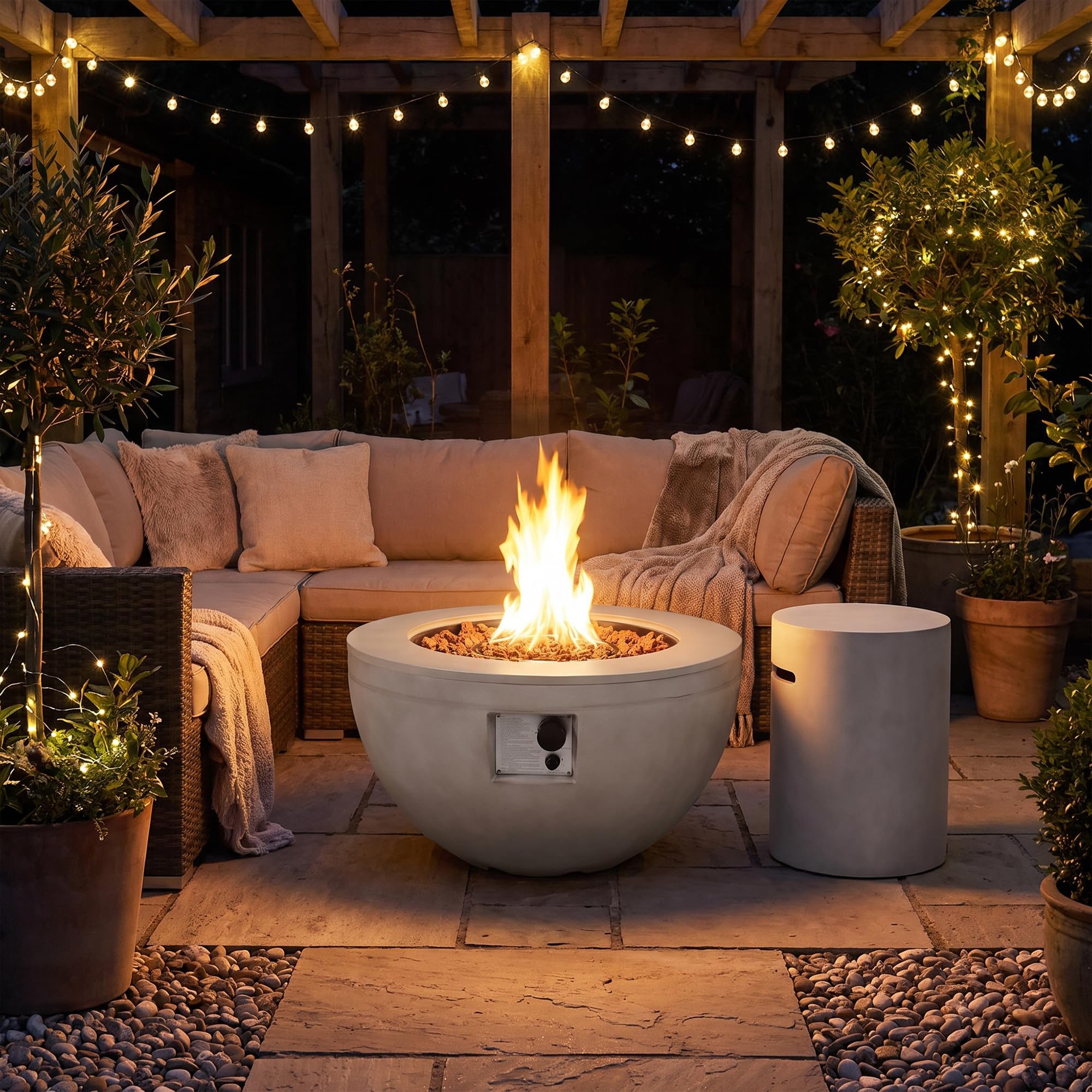 lovamsal 30' Round Propane Fire Pit Table