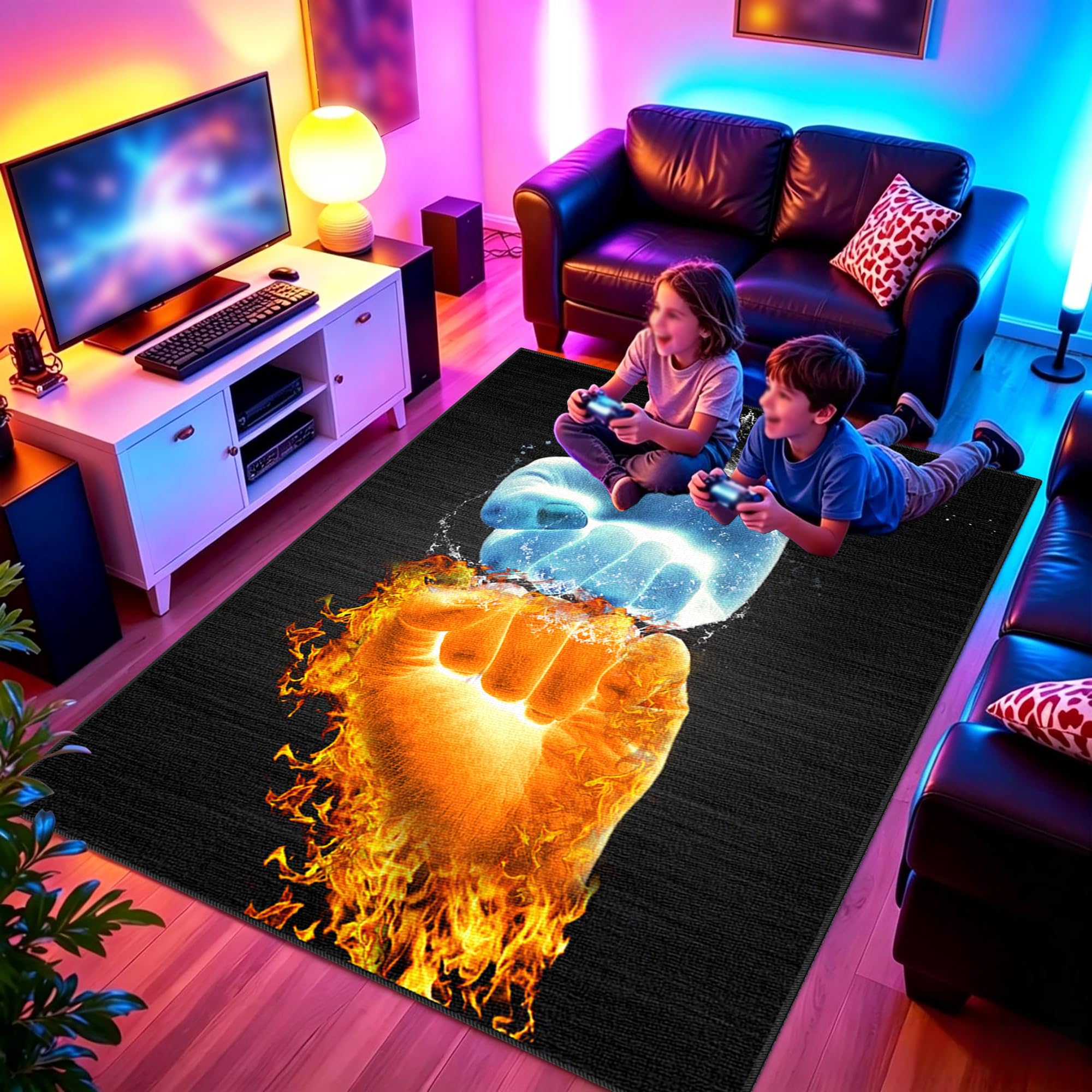 Zmywalny dywanik do pokoju zabaw, 180 x 230 cm / 70,87 x 90,55 cala Mata podłogowa na krzesło komputerowe do gier, mata sportowa, mata podłogowa dla graczy 3D do sypialni na krzesło biurowe