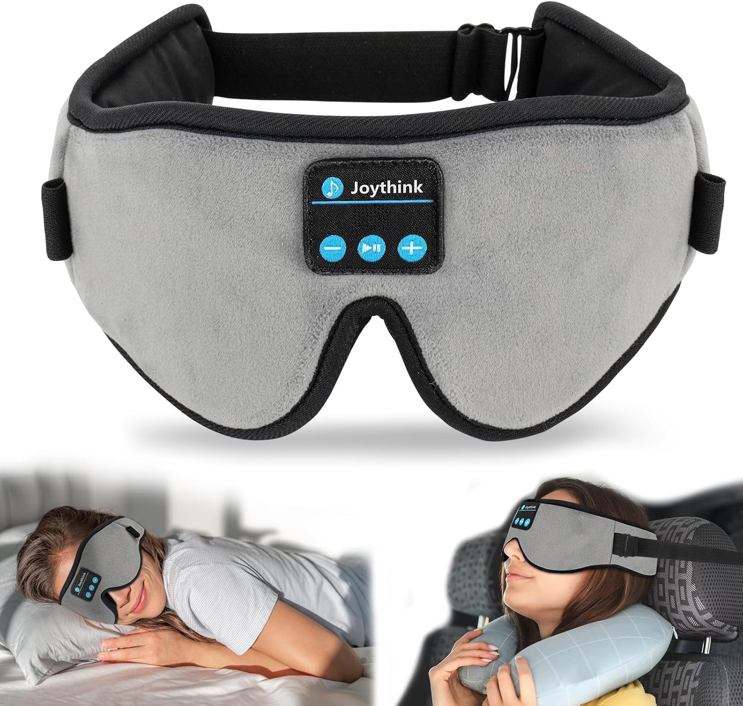 Joythink Sleep Headphones Headband Sleep Mask Eye Mask 3D Deep Bluetooth for Sleeping Blackout Washable Music Eye Cover with Speaker Microphones Gray Charcoal Gray