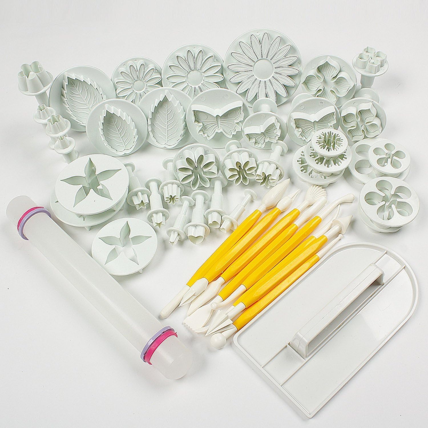 Cake Tools 14 sets (46pcs) Flower Fondant Cake Sugarcraft Decorating Kit Cookie Mould Icing Plunger Cutter Tool