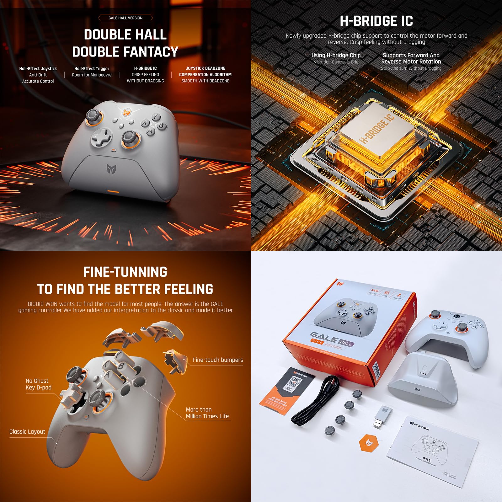 Kontrolorzy Inalámbricos, BIGBIG WON Gale Hall Controladores de PC Control de Movimiento, Joysticks Hall, 3 pary Joysticks, Aplicación para PC, Controladores de Juegos para Switch/PC/iOS/Android