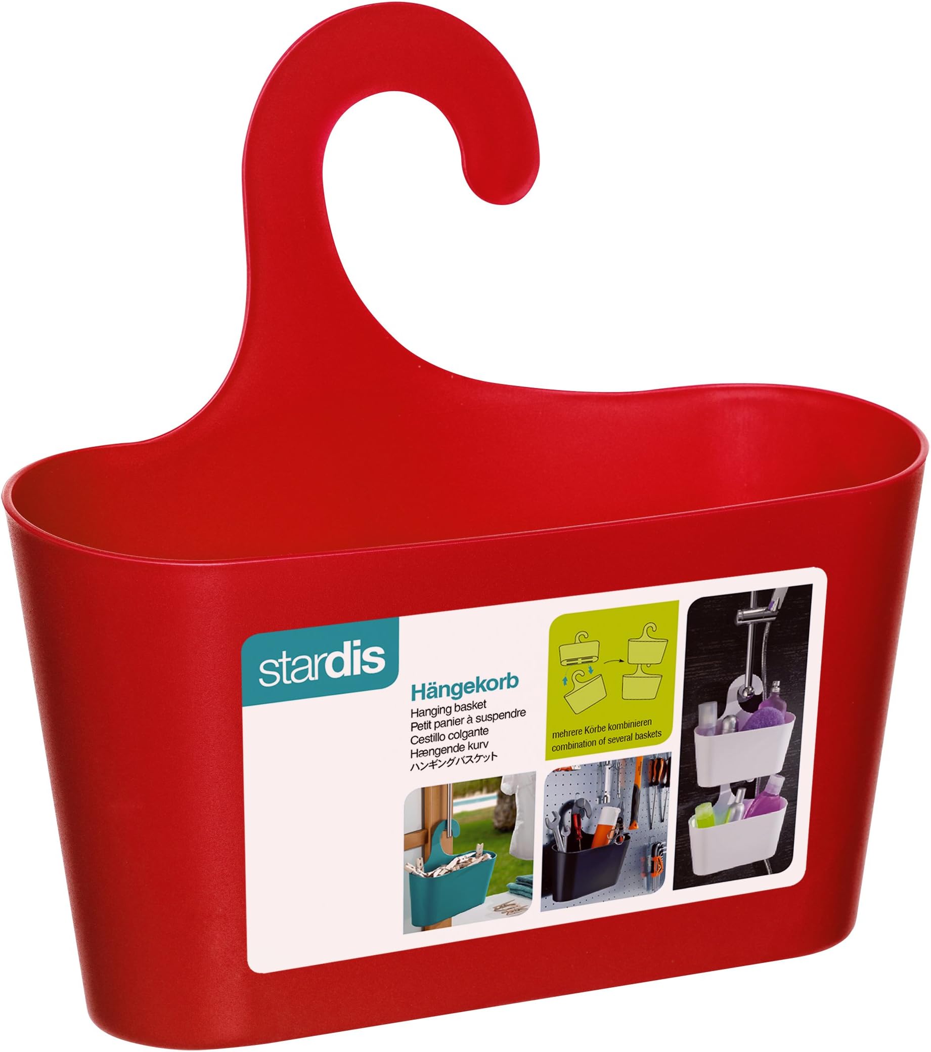 stardis Shower Basket Red with Hook Hanging Caddy Organizer Plastic
