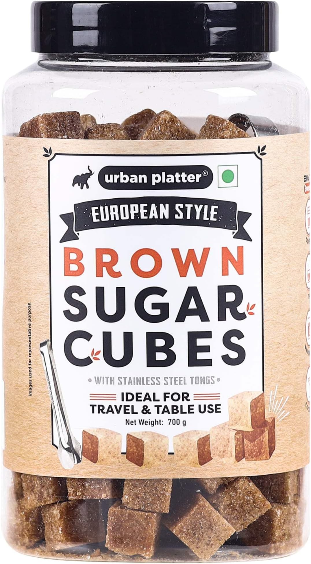 Urban Platter European Style Brown Sugar Cubes, 700g / 25oz [Half Teaspoon Sized Cubes, Rough Cut, Approx 200 Cubes]