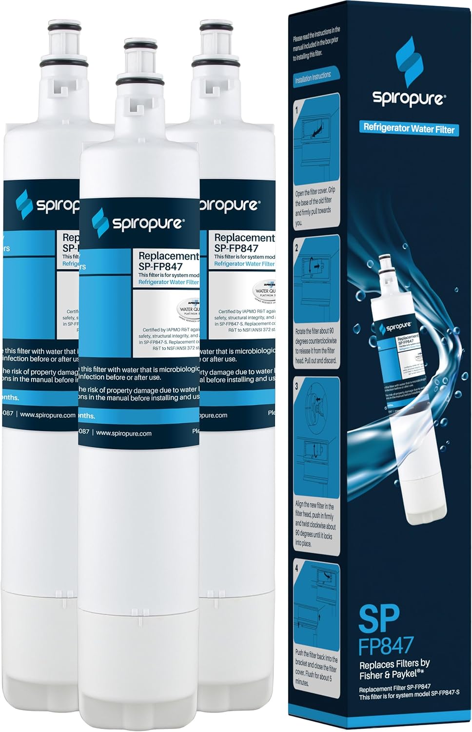 SpiroPure SPFP847 NSF Certified Refrigerator Water Filter