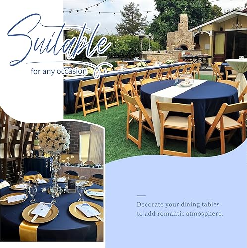 Miniatura 645 de Paquete de 8 manteles redondos blancos de 90 pulgadas, manteles redondos de poliéster lavables para mesa de tela decorativa resistente a