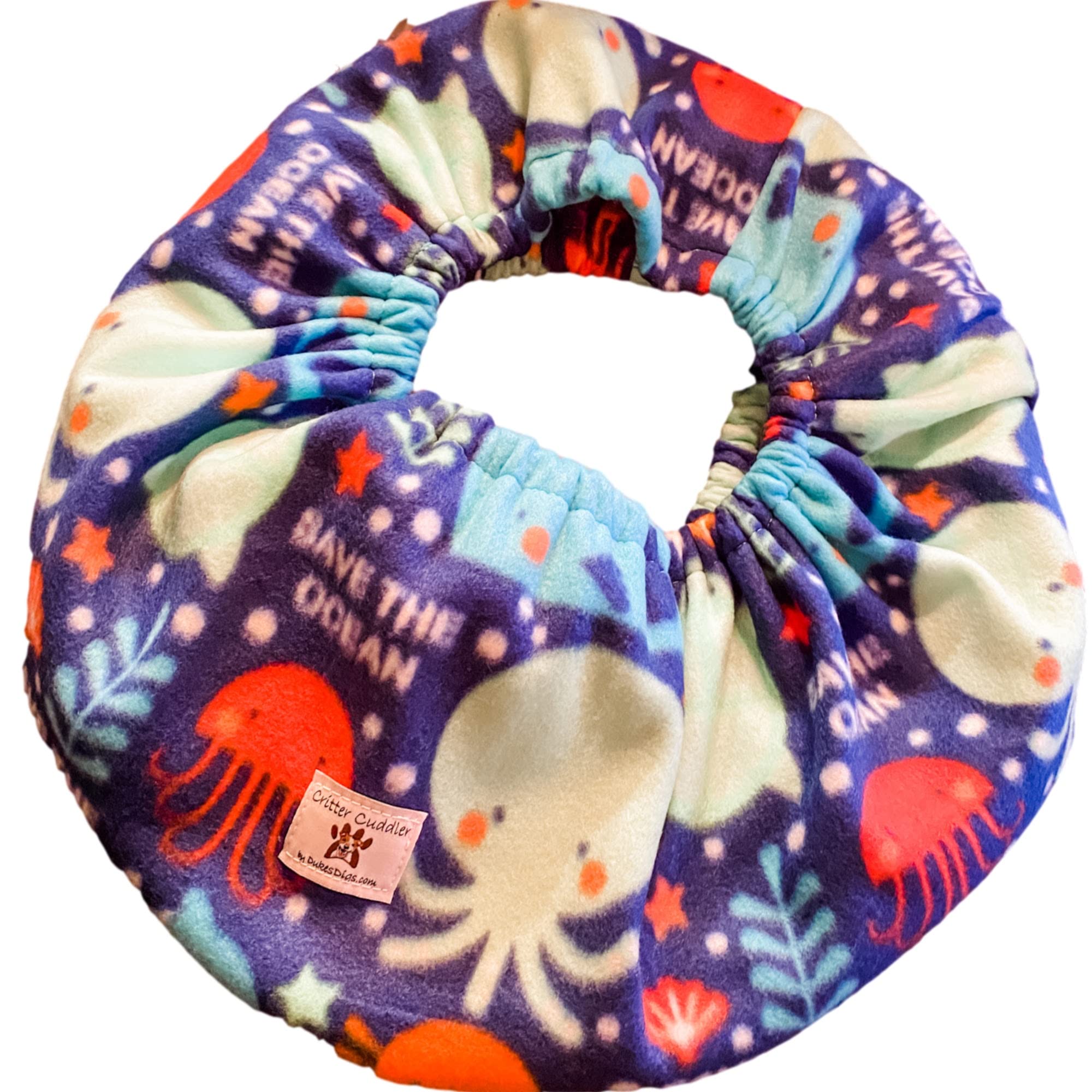 Critter Cuddler Small Animal Carrier and Bonding Pouch for Small Dog Kitten Hedgehog Sugar Glider Hamster Gerbil Made in USA (OCEAN, SAVE THE OCEAN)