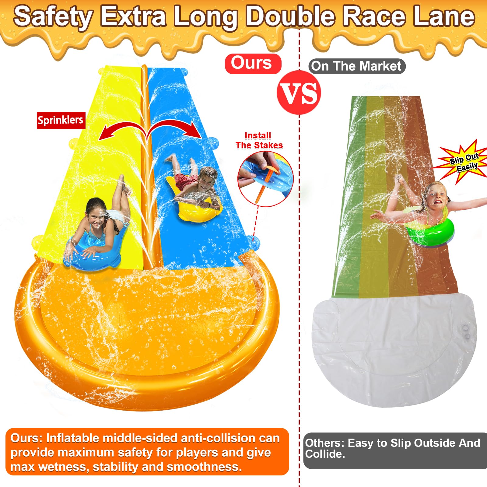 Pool Slide 16ft Two Slip Slide And Boards Kids Backyard Summer