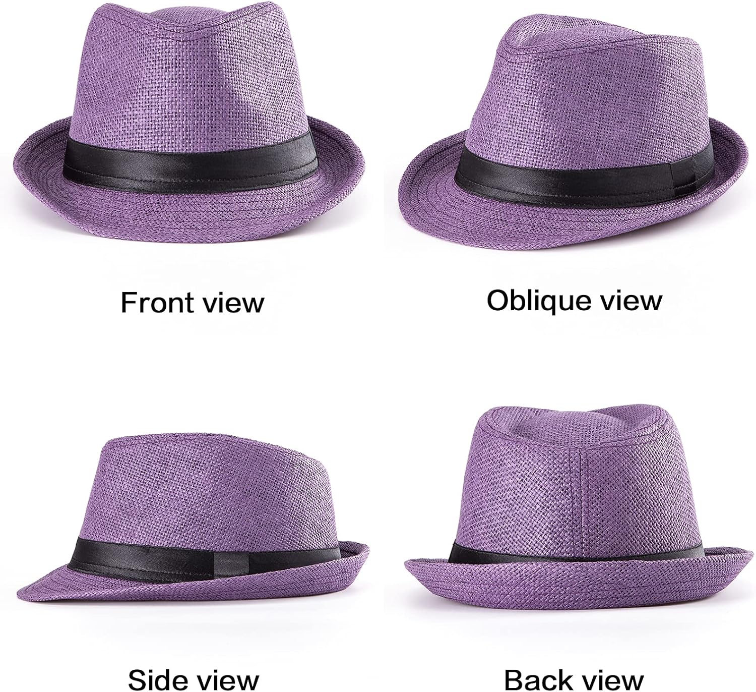 LADYBRO XL Straw Fedora Hats for Men Summer Trilby Beach Travel Panama Casual, 7 1/2 - Image 4