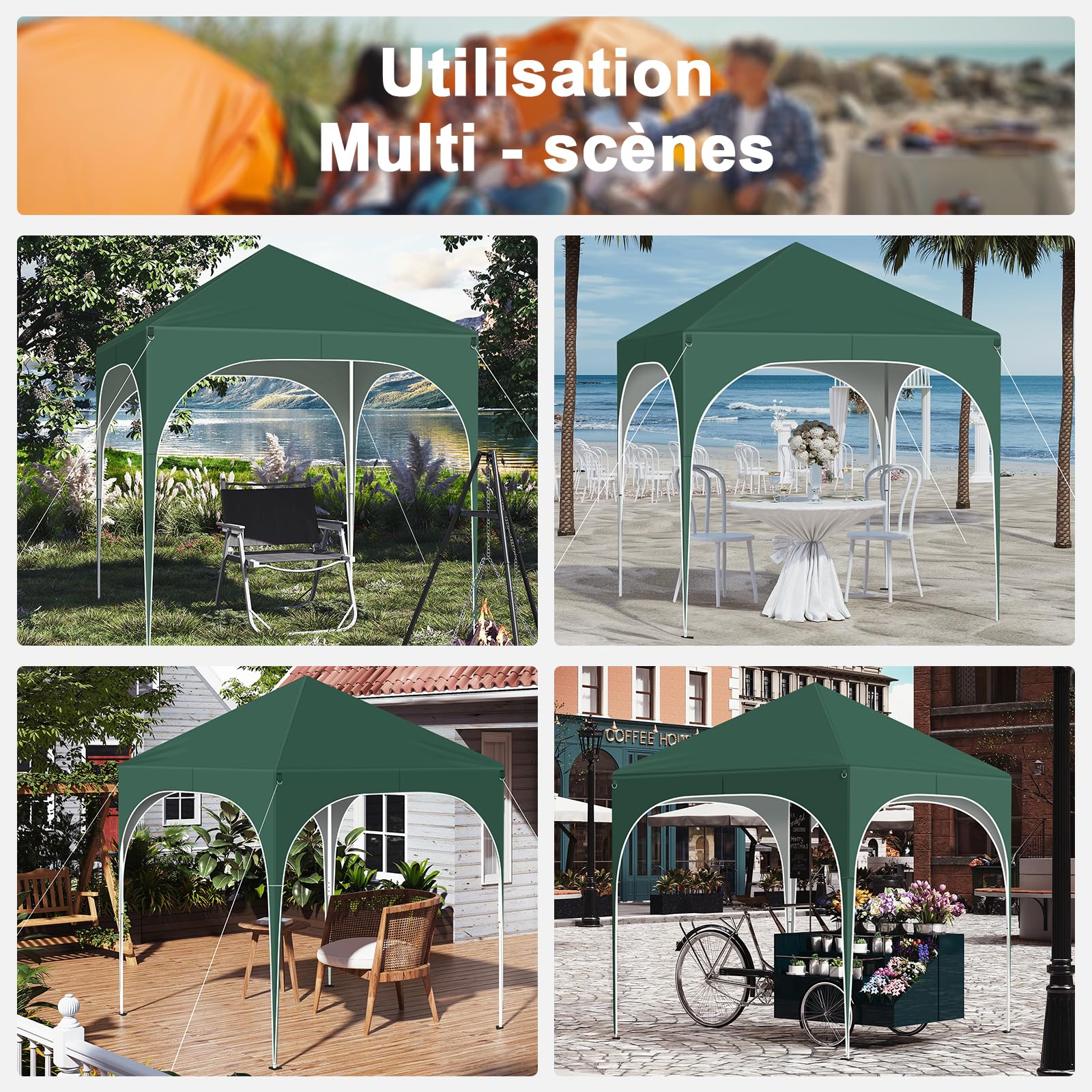 WOLTU Tonnelle Pliable Barnum Jardin 2x2m Pop up avec 4 parois Vert