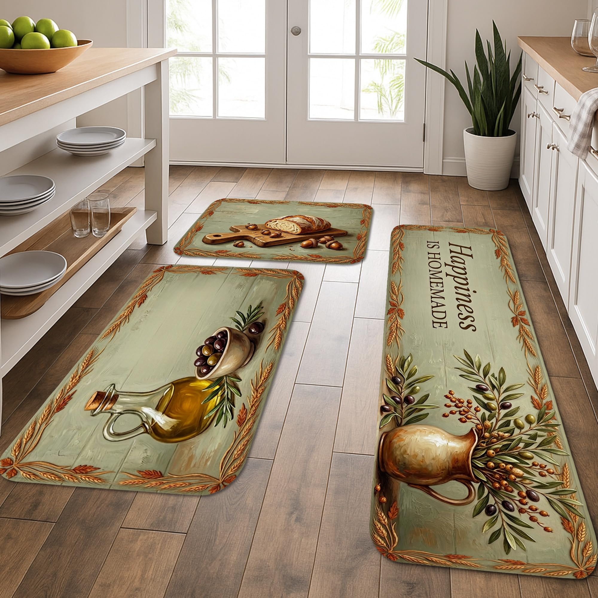 Tapis de cuisine vert olive pour sublimer votre buanderie et entrée