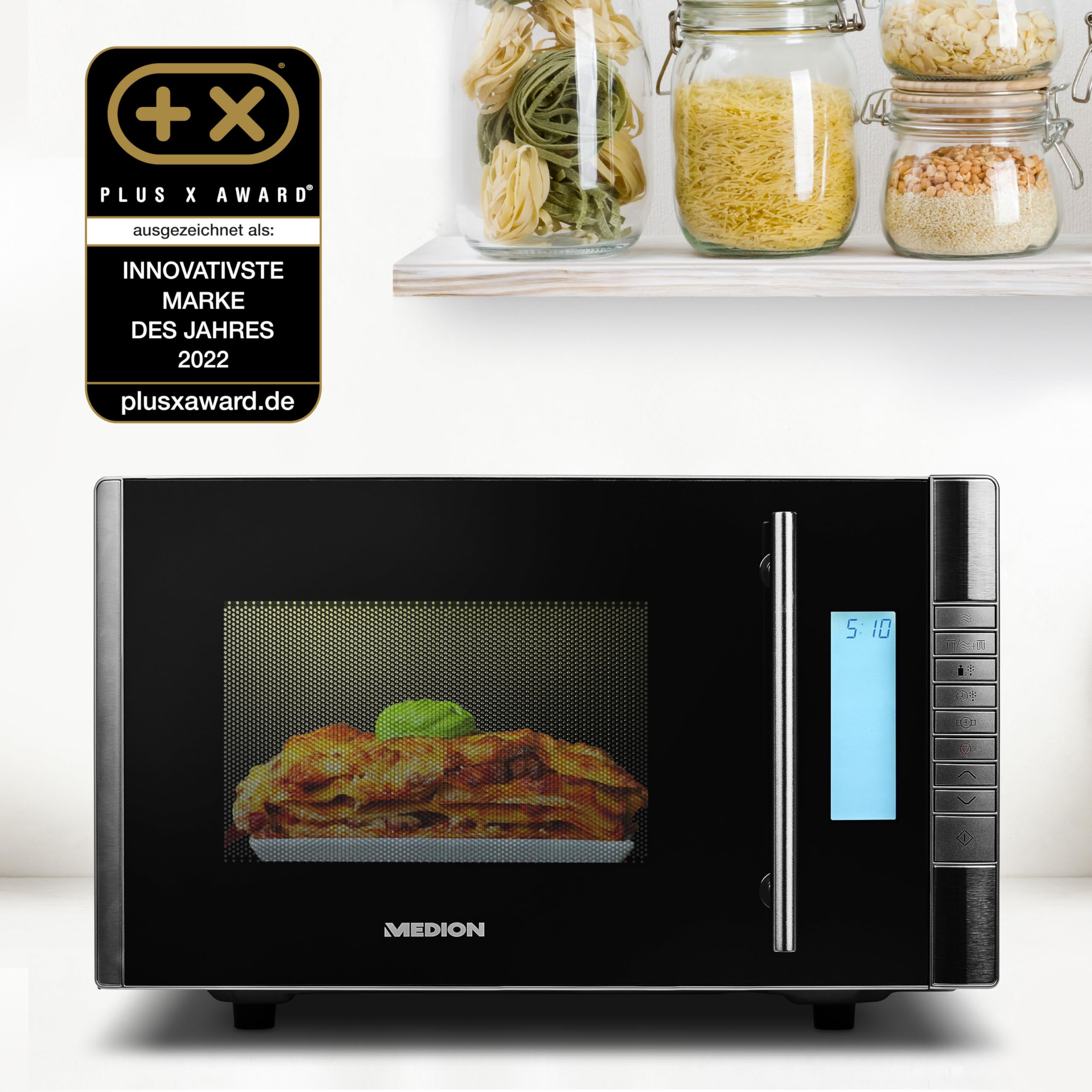 MEDION Microonde con grill combinato (20L, 800W, 1000W grill, 2in1, 8 programmi automatici, 5 livelli di potenza, modalità scongelamento, MD 14482)