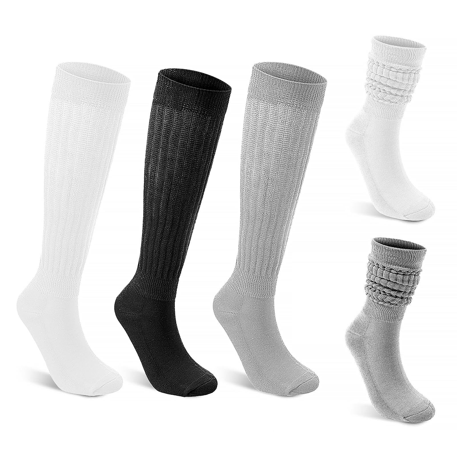 3 Pairs of Women's Slouch Socks, Extra Long Scrunch Knee High Sock Soft Cotton Knit Chunky Socks over Knee Boot Socks for Fall Winter Womens Boot Socks Long Knit Knee High Boot Slouchy Scrunch Socks