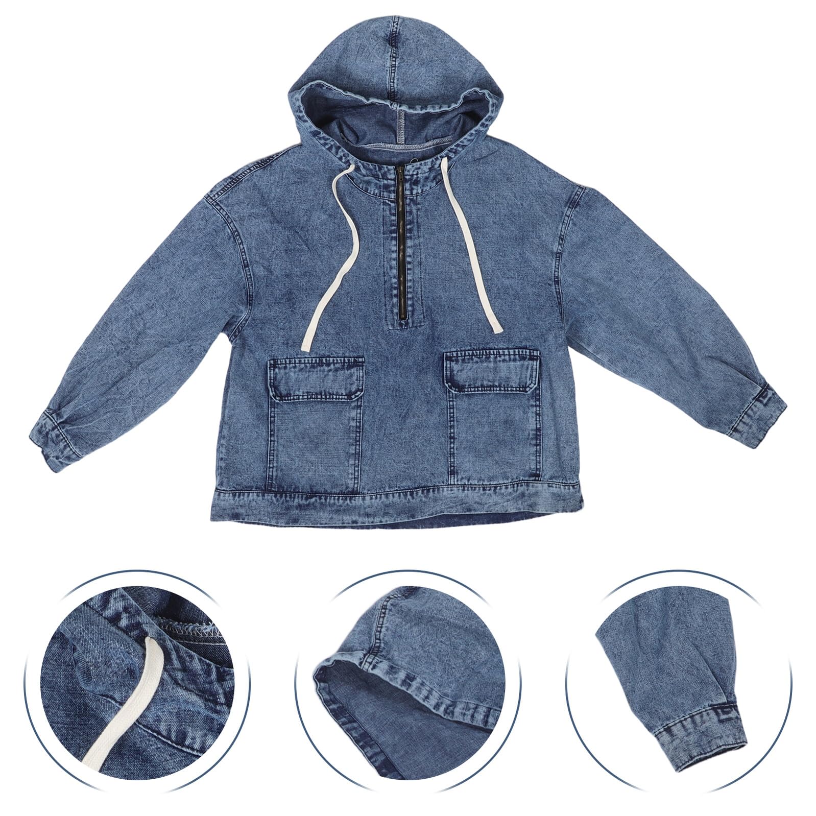 TOYANDONA Chaqueta de Mezclilla Oversize para Mujer Sudadera con Capucha Larga Estilo Urbano Informal para Salir